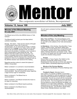 Volume 13, Issue 108 July 2001