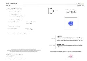 SAPPHIRE Weight 5.53 Ct ID Dimensions 9.54 X 8.19 X 7.29 Mm