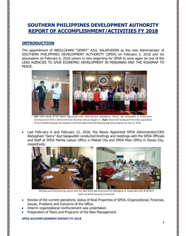 Report of Accomplishment/Activities Fy 2018