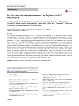 The Toxicology Investigators Consortium Case Registry—The 2017 Annual Report