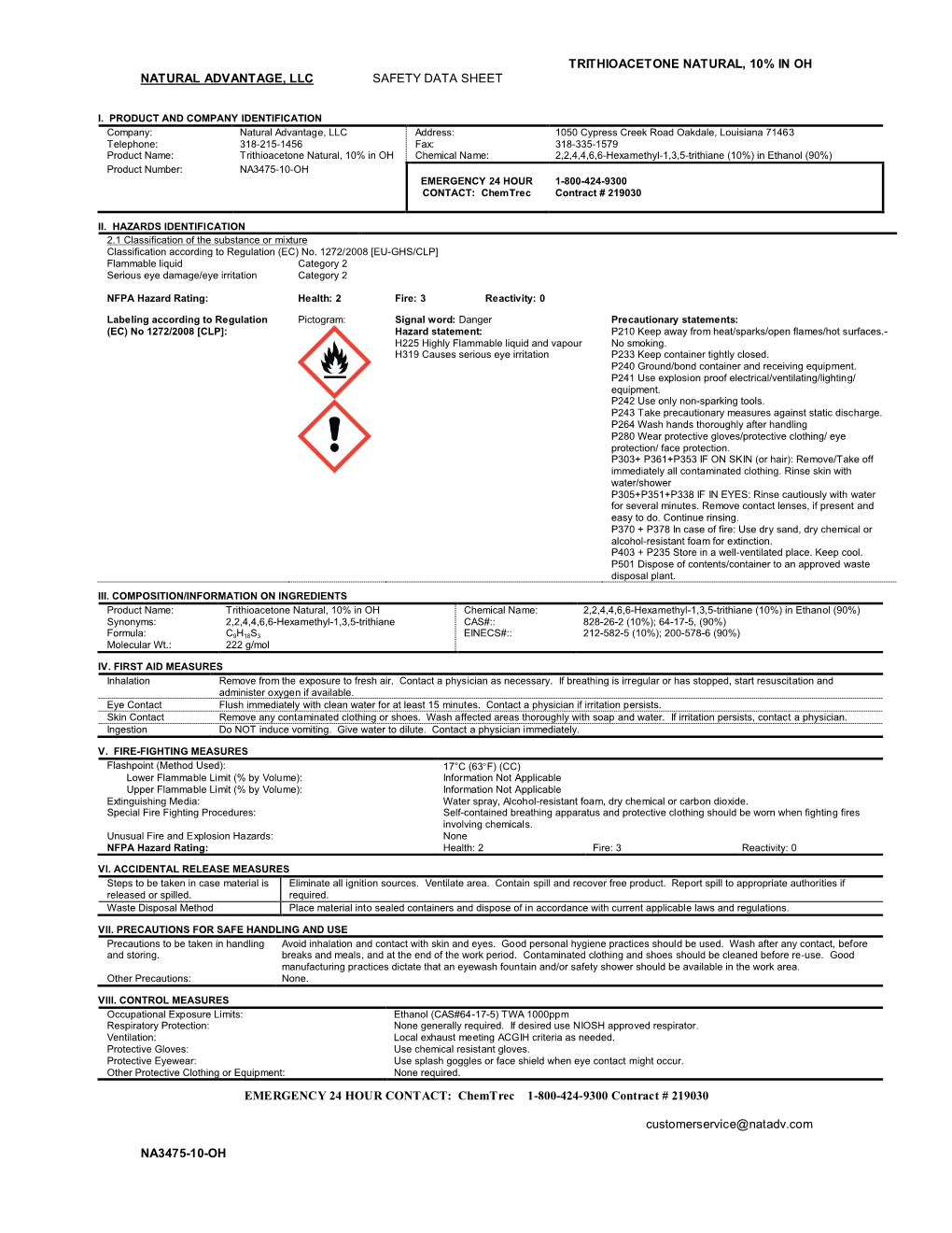 Trithioacetone 10% in Oh, Natural Natural Advantage