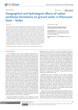 Geographical and Hydrological Effects of Nubian Sandstone Formations on Ground Water in Khartoum State – Sudan