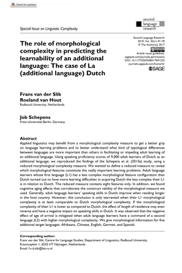The Role of Morphological Complexity in Predicting The