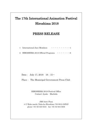 The 17Th International Animation Festival Hiroshima 2018 PRESS
