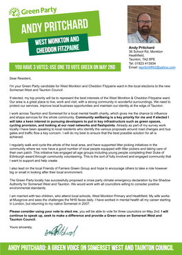 West Monkton Election Letter