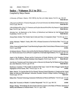 Index - Volumes 21.1 to 25.1 Compiled by Marya Naeem