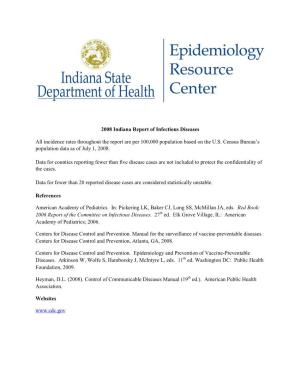 2008 Indiana Report of Infectious Diseases