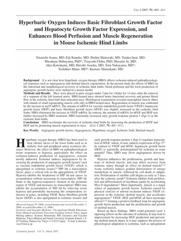 Hyperbaric Oxygen Induces Basic Fibroblast Growth Factor And