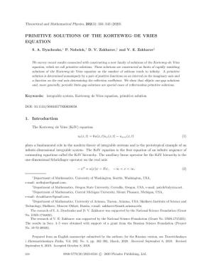 Primitive Solutions of the Korteweg–De Vries Equation