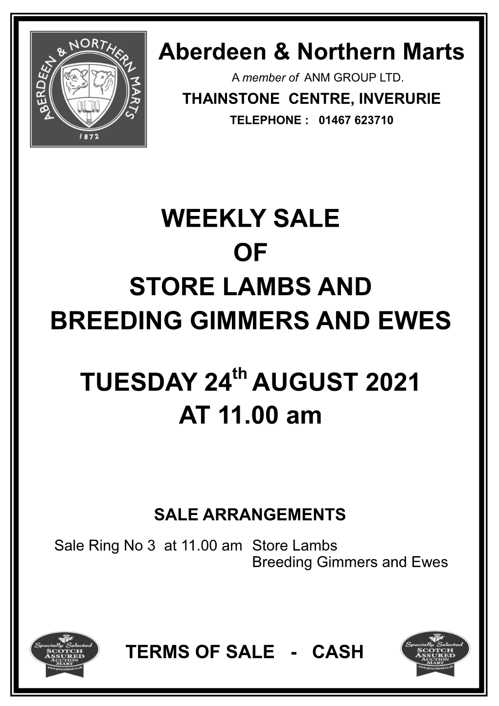 Weekly Sale of Store Lambs and Breeding Gimmers and Ewes