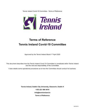 Terms of Reference Tennis Ireland Covid-19 Committee