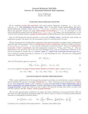 Linearized Einstein Field Equations