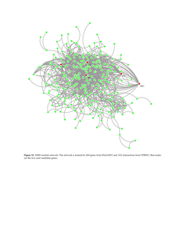 Figure S1. DMD Module Network. the Network Is Formed by 260 Genes from Disgenet and 1101 Interactions from STRING. Red Nodes Are the Five Seed Candidate Genes