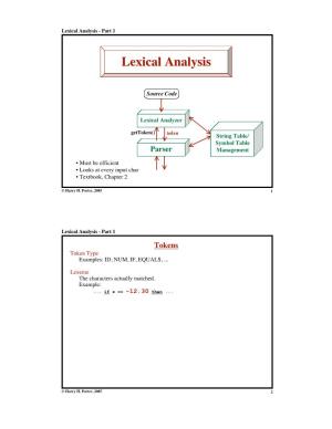 Lexical Analysis - Part 1