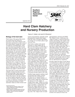 Hard Clam Hatchery and Nursery Production