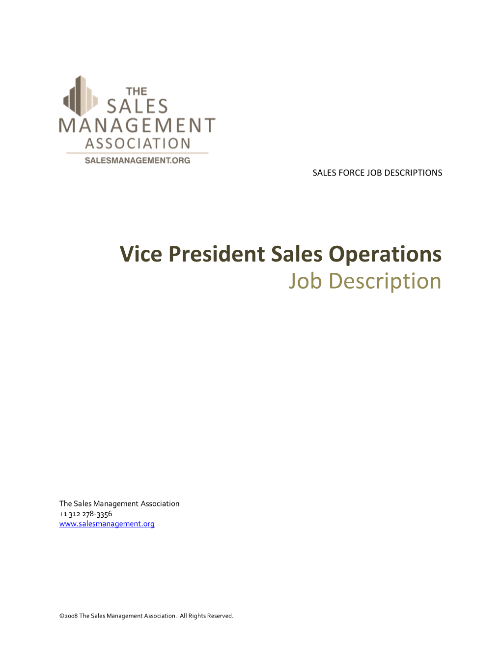 Vice President Sales Operations Job Description