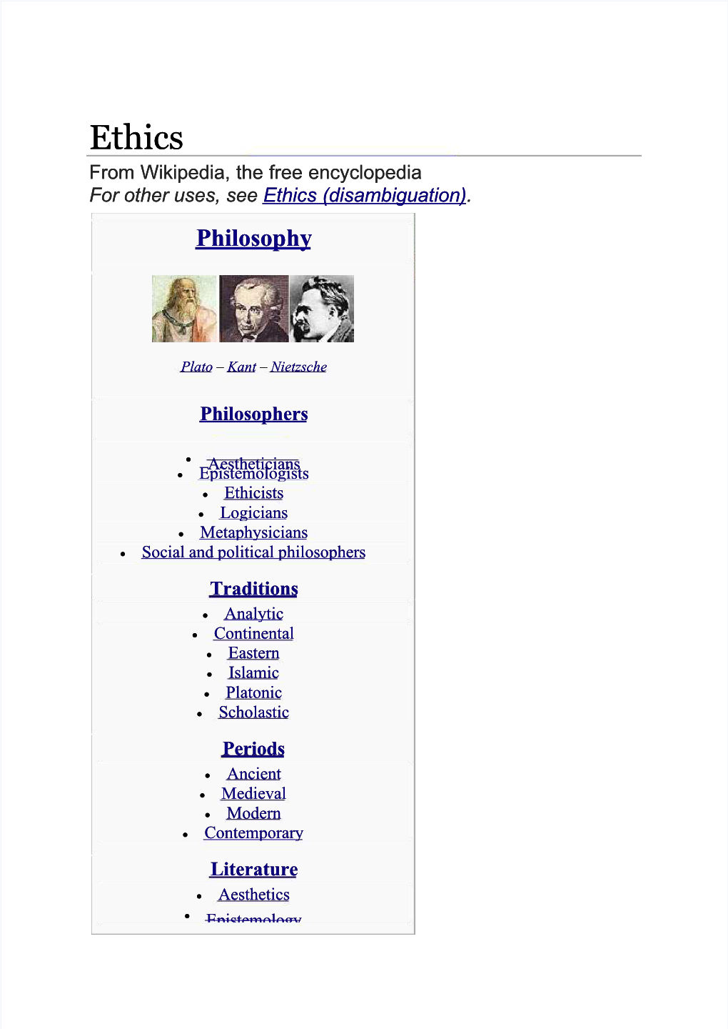 Ethics from Wikipedia, the Free Encyclopedia for Other Uses, See Ethics (Disambiguation)