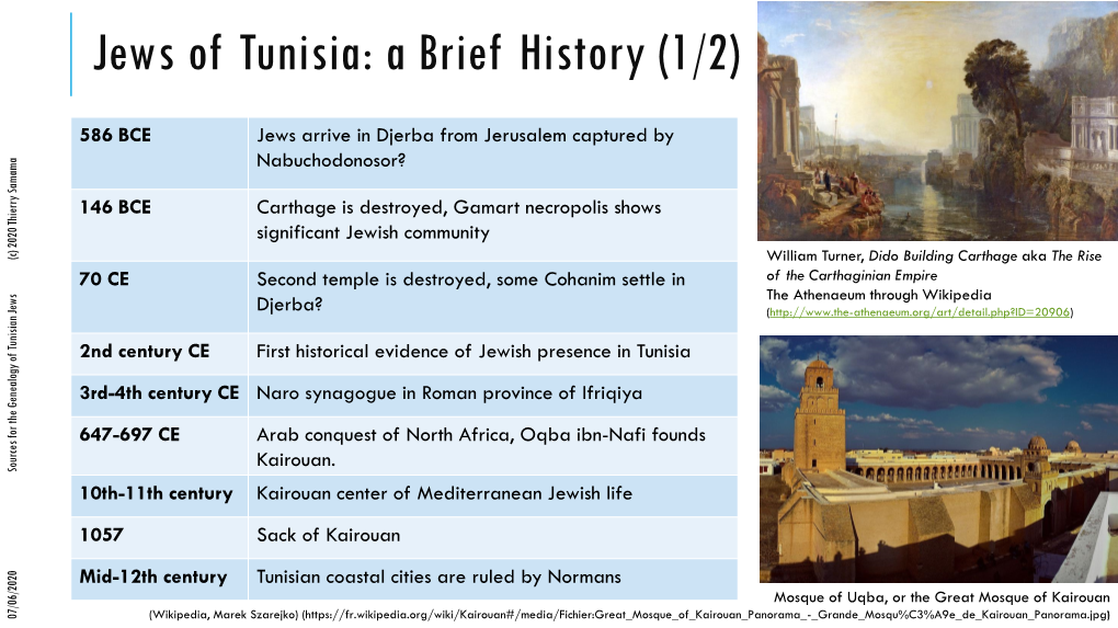 Jews of Tunisia: a Brief History (1/2)