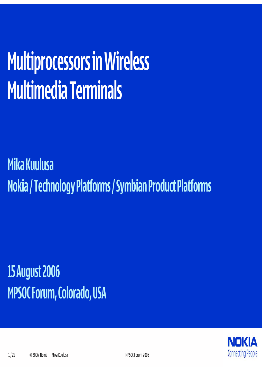 Multiprocessors in Wireless Multimedia Terminals