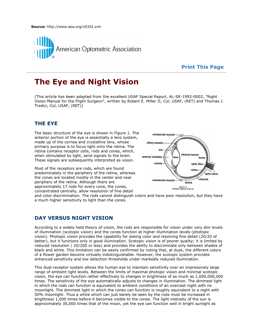 The Eye and Night Vision