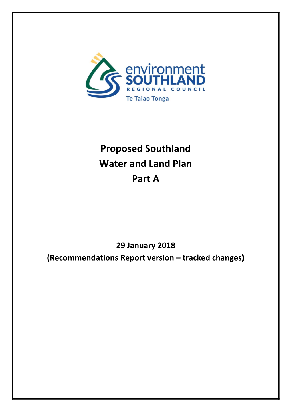 Proposed Southland Water and Land Plan Part A