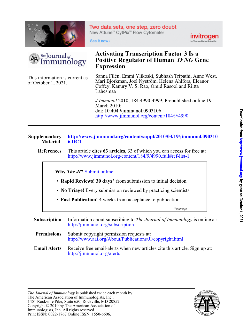 Expression Gene IFNG Positive Regulator of Human Activating