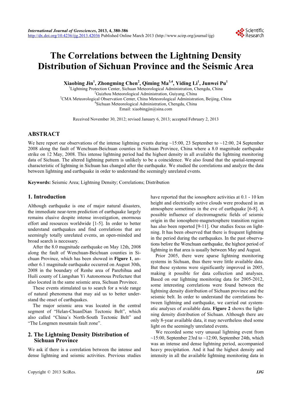 The Correlations Between the Lightning Density Distribution of Sichuan Province and the Seismic Area