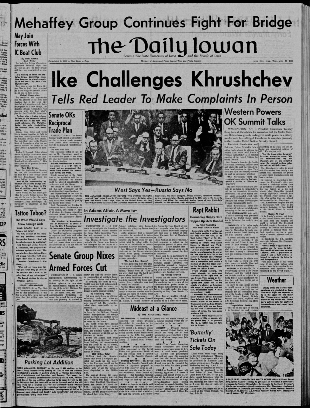 Daily Iowan (Iowa City, Iowa), 1958-07-23