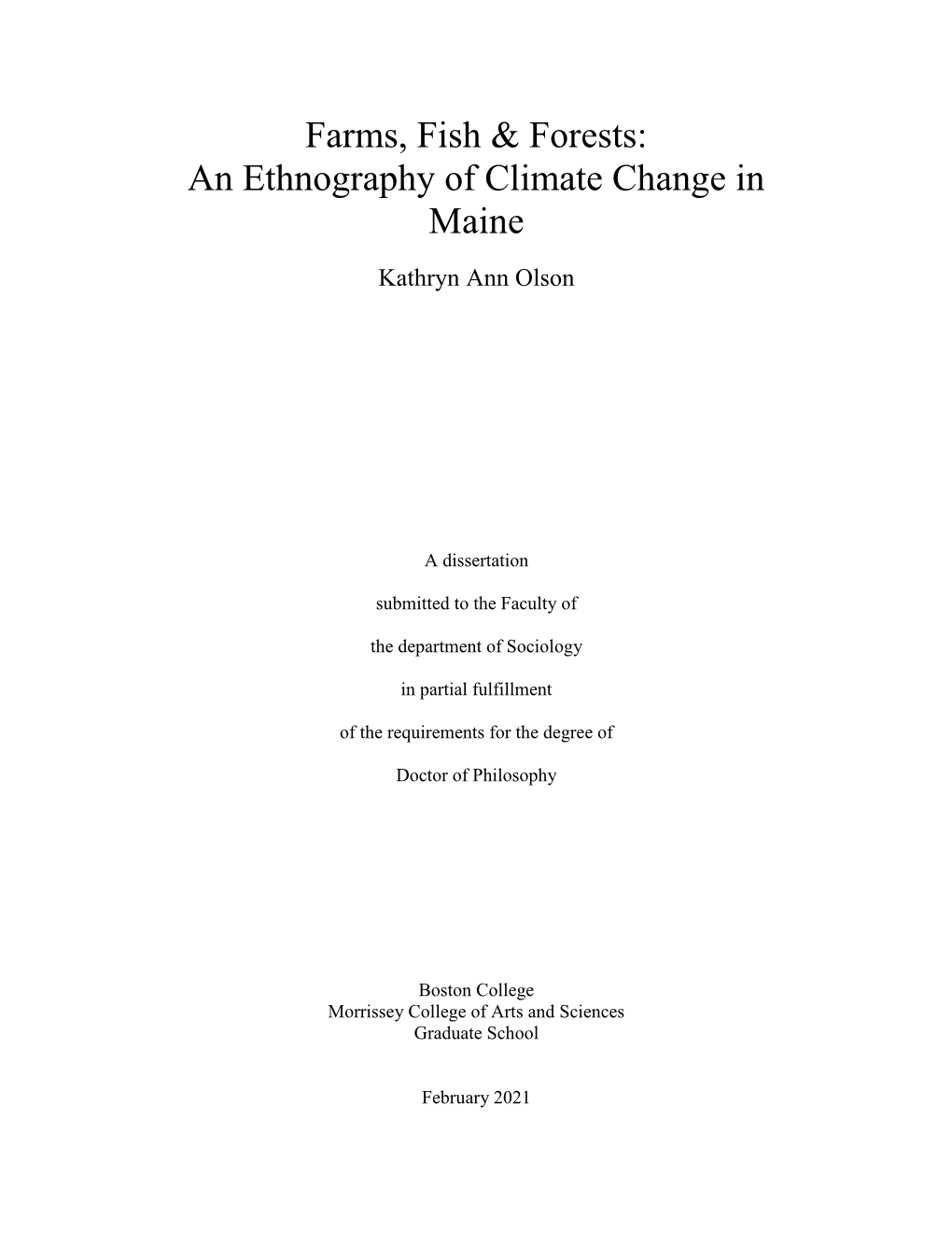An Ethnography of Climate Change in Maine