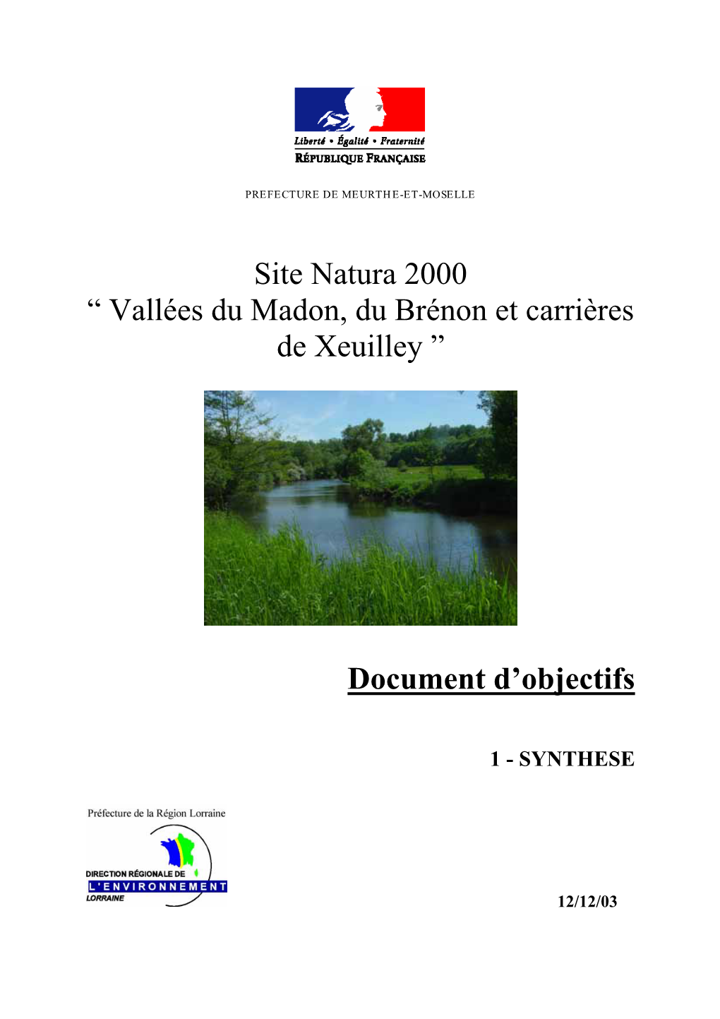 Site Natura 2000 “ Vallées Du Madon, Du Brénon Et Carrières De Xeuilley ”