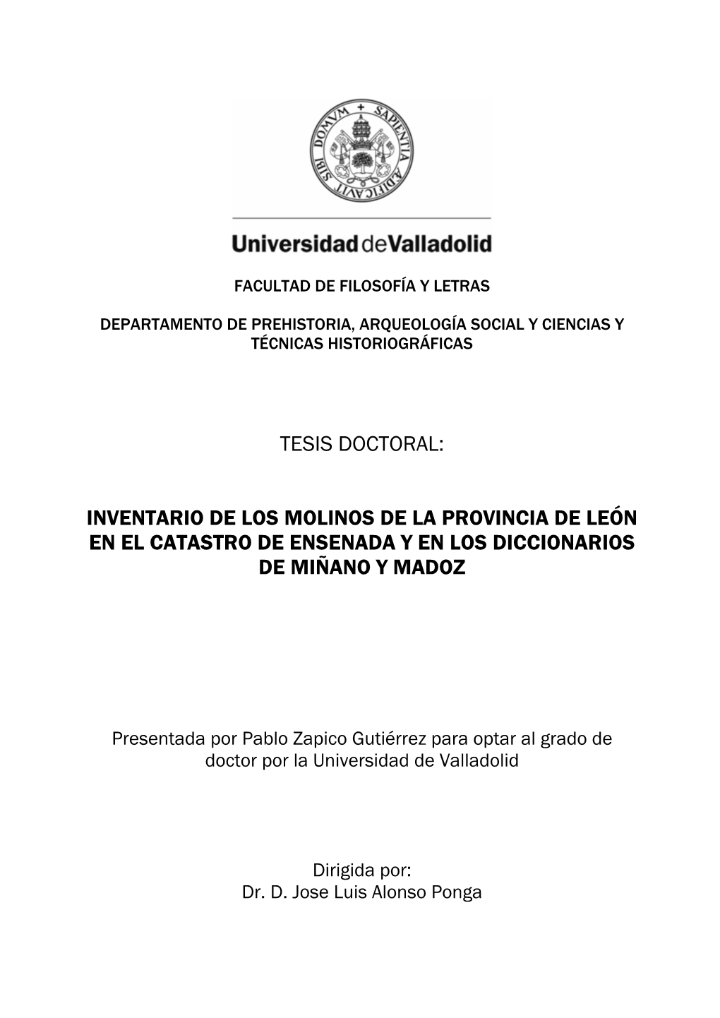 Tesis Doctoral: Inventario De Los Molinos De La Provincia