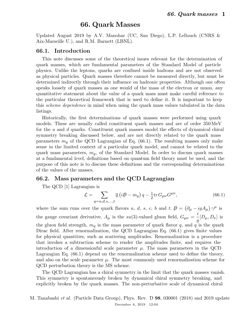 Quark Masses 1 66