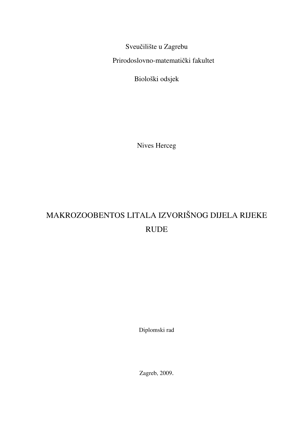 Makrozoobentos Litala Izvorišnog Dijela Rijeke Rude