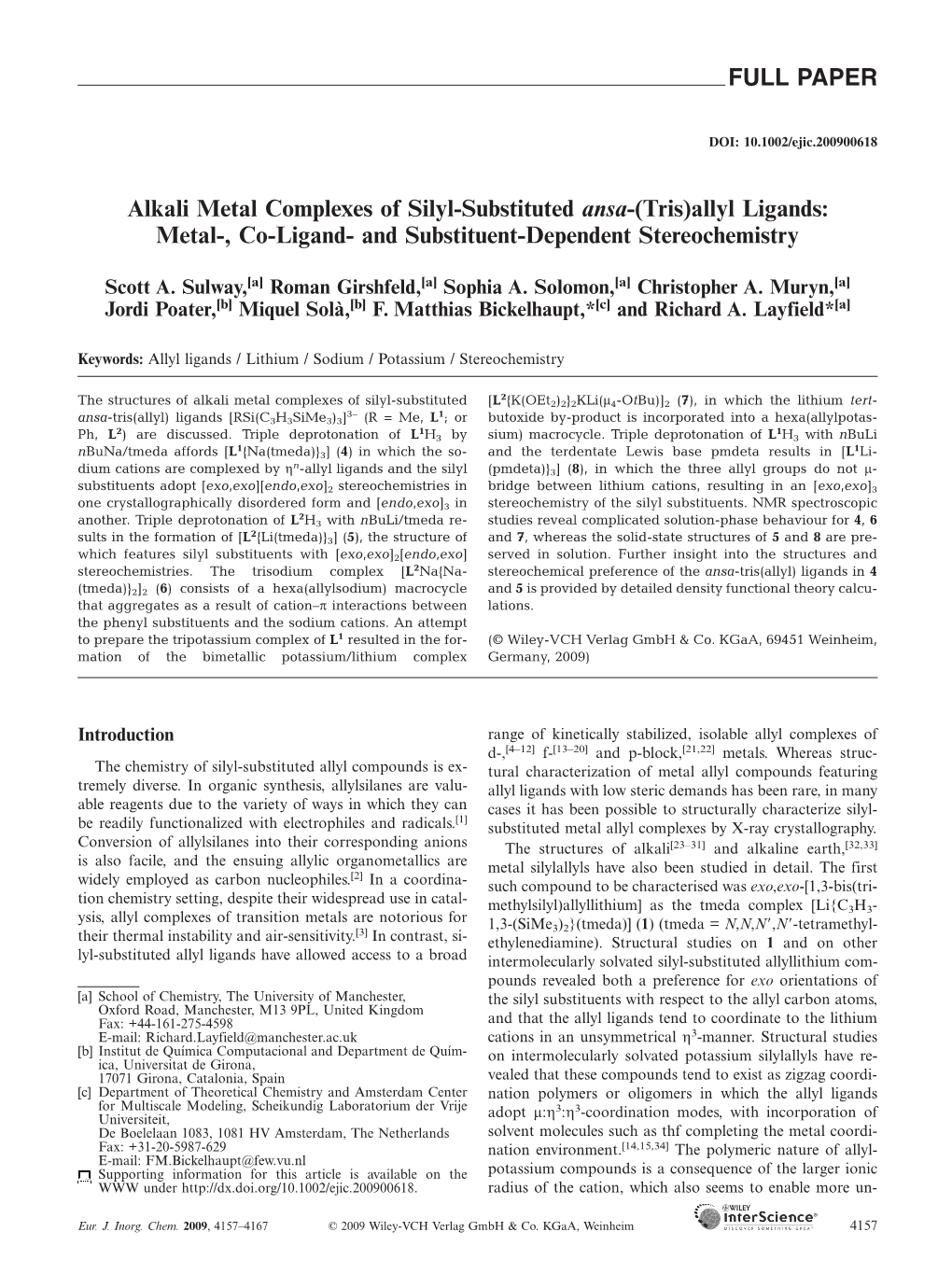 Alkali Metal Complexes of Silyl-Substituted Ansa-(Tris)Allyl Ligands: Metal-, Co-Ligand- and Substituent-Dependent Stereochemistry