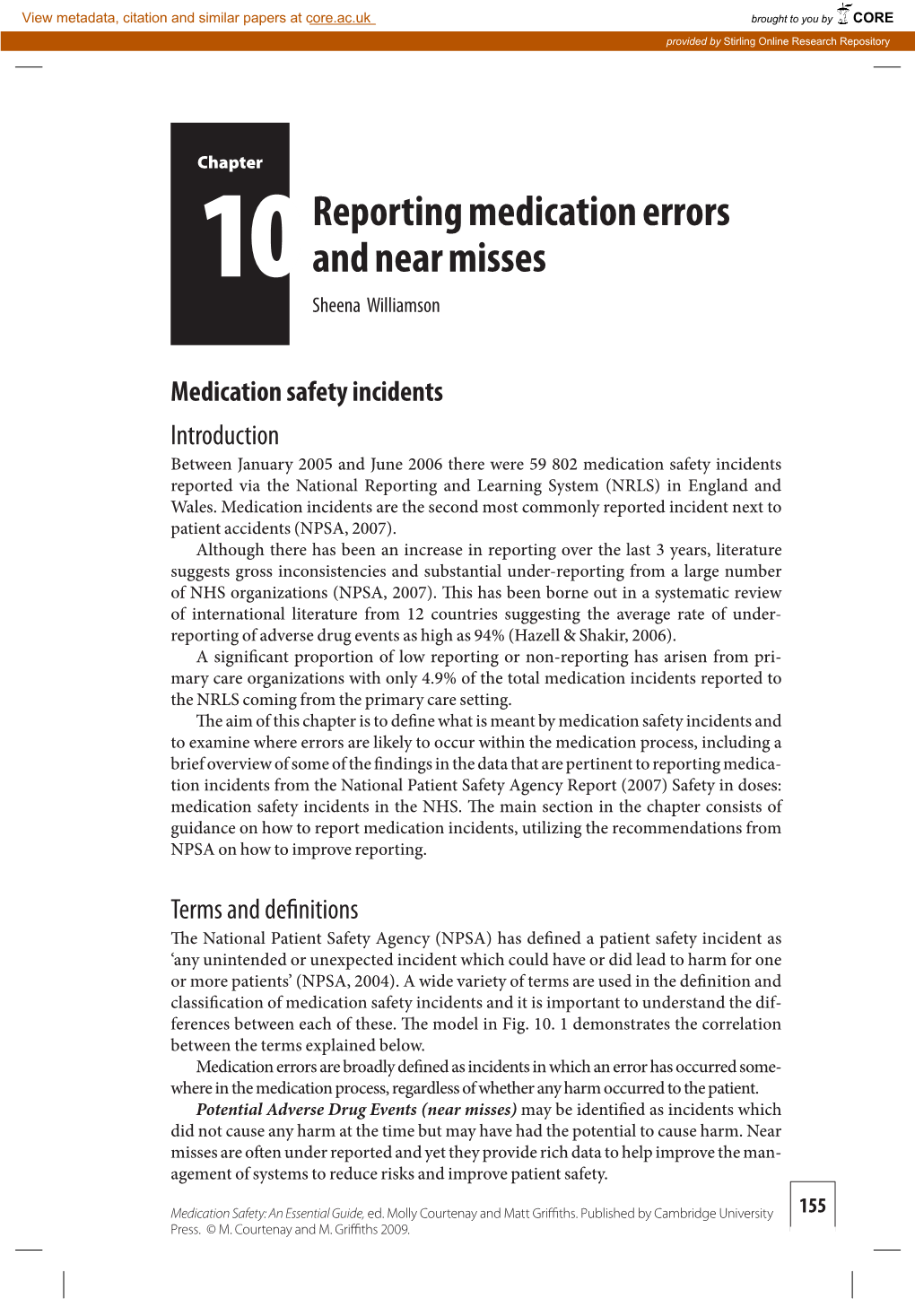 Reporting Medication Errors and Near Misses Within Their Scope of Clinical Practice