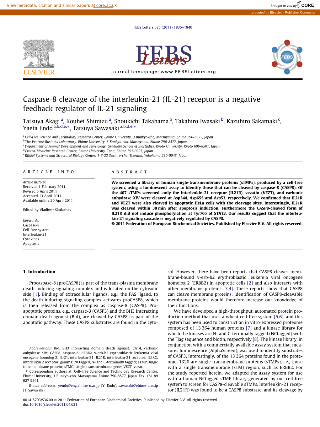 IL-21) Receptor Is a Negative Feedback Regulator of IL-21 Signaling