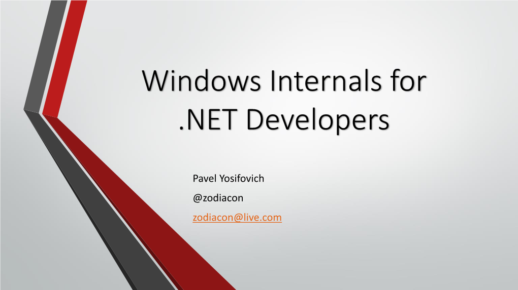 Windows Internals for .NET Developers