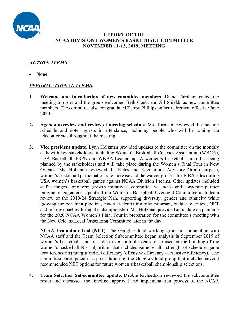 DI WBB Comm Report November 2019