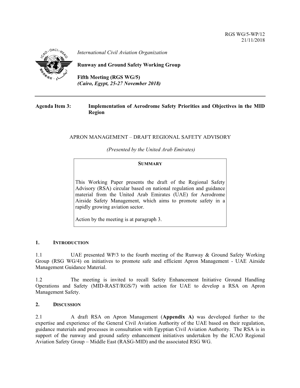 International Civil Aviation Organization Runway and Ground