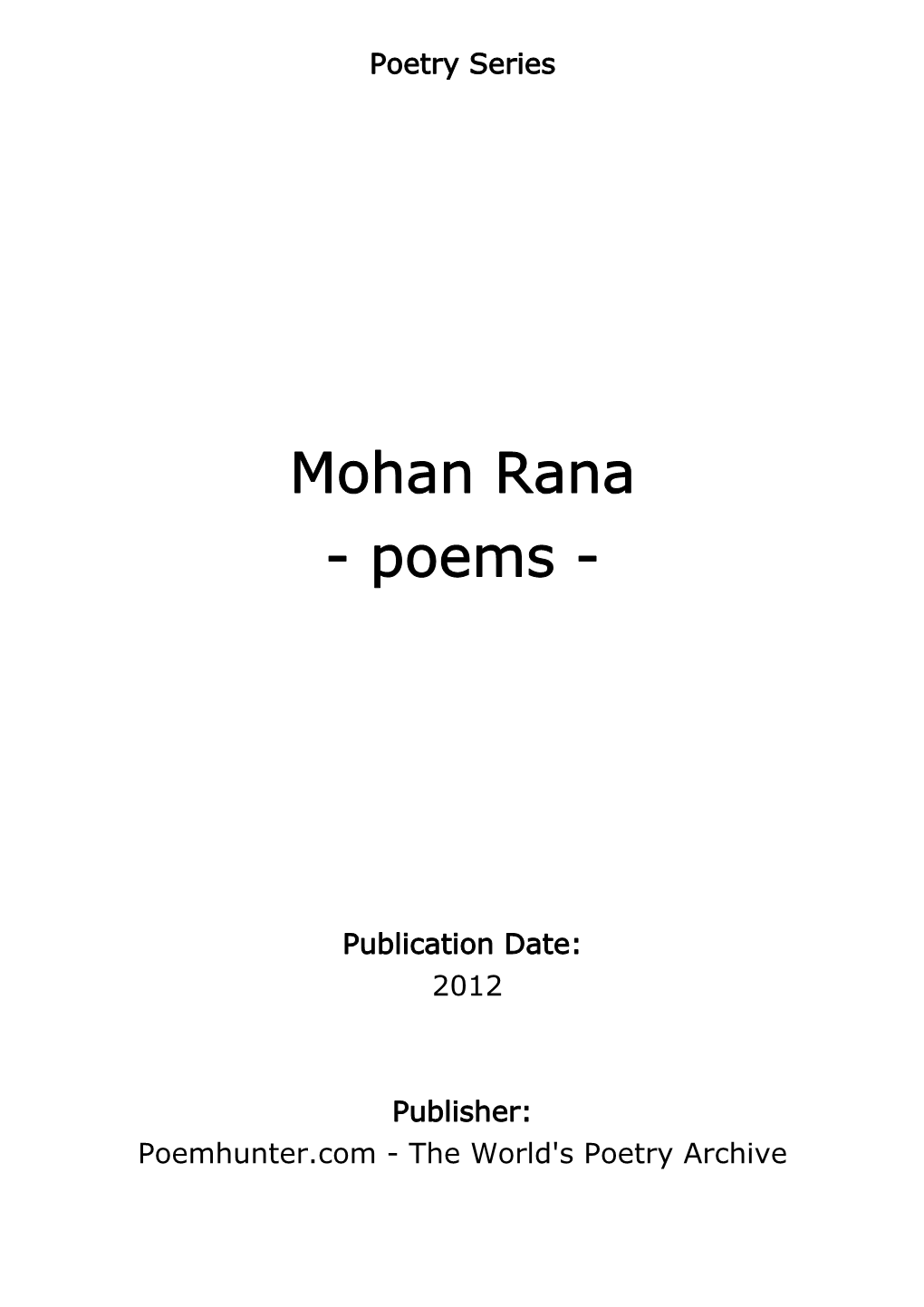 Mohan Rana - Poems