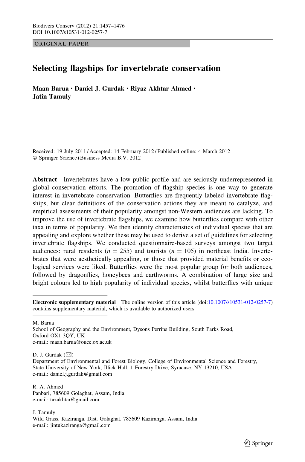 Selecting Flagships for Invertebrate Conservation