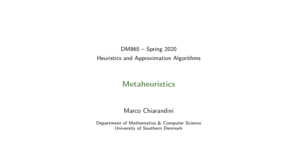 Metaheuristics