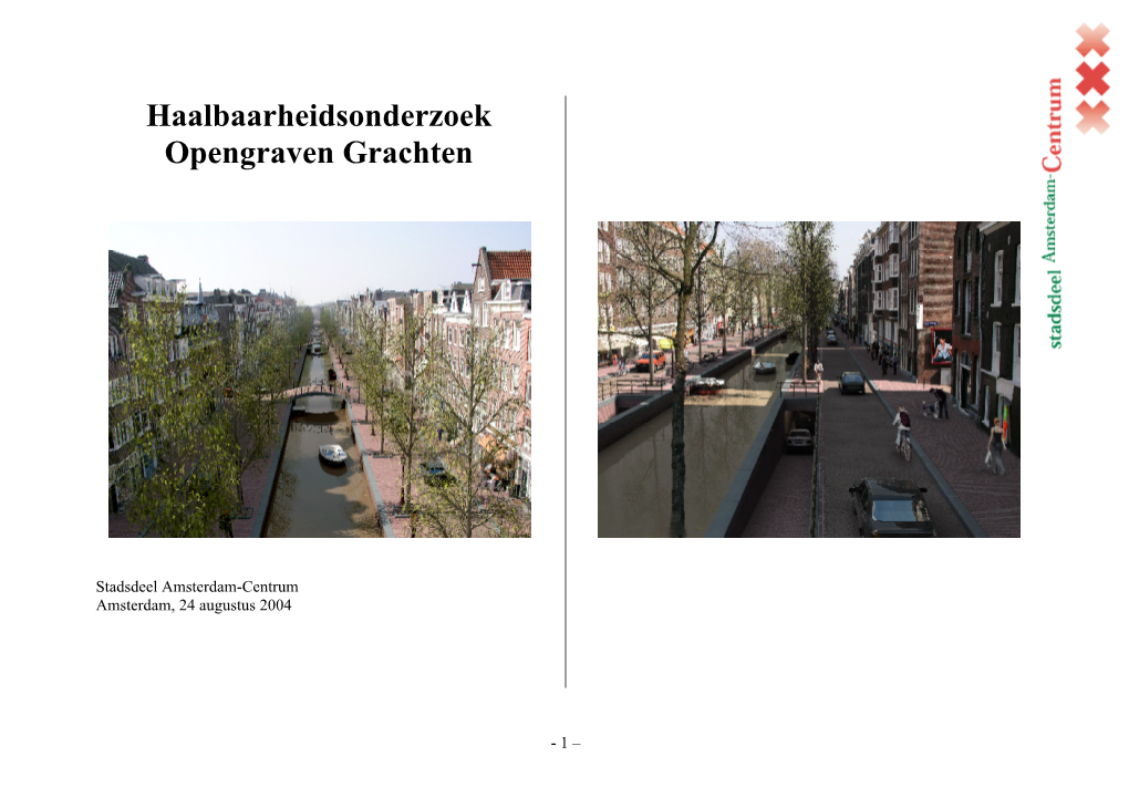 Haalbaarheidsonderzoek Opengraven Grachten