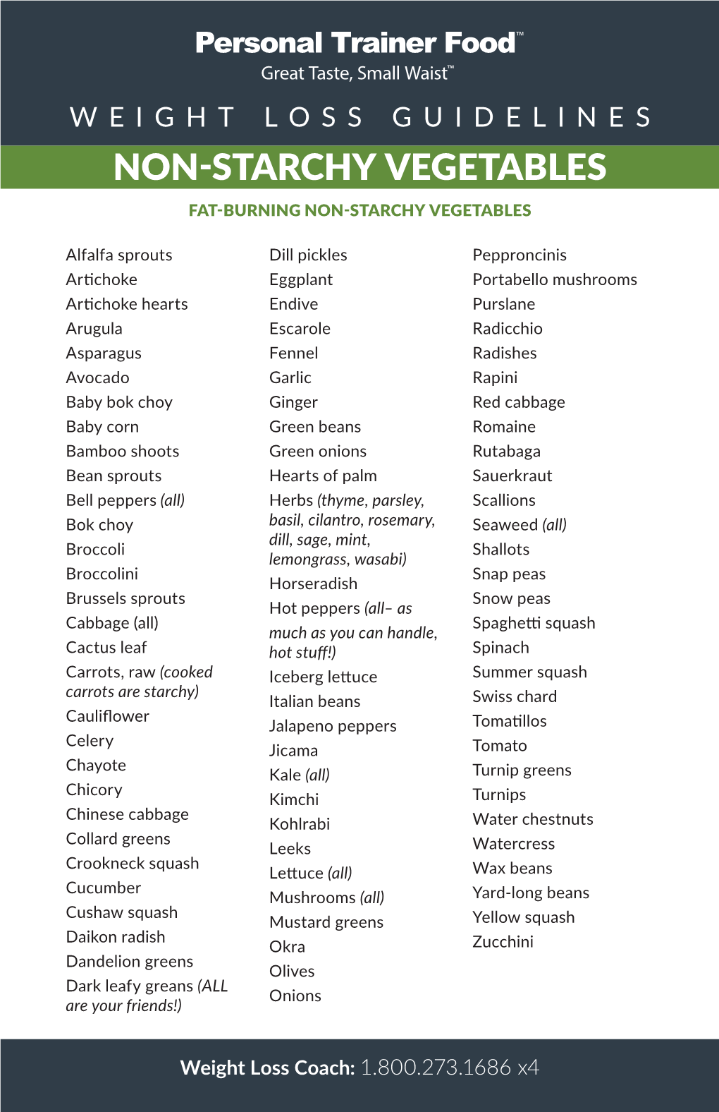 Non-Starchy Vegetables Fat-Burning Non-Starchy Vegetables