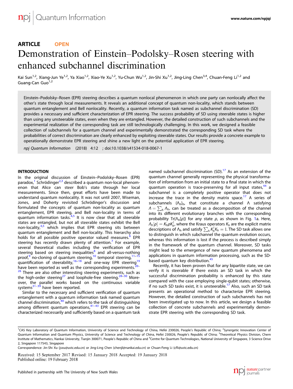 Demonstration of Einstein–Podolsky–Rosen Steering with Enhanced Subchannel Discrimination