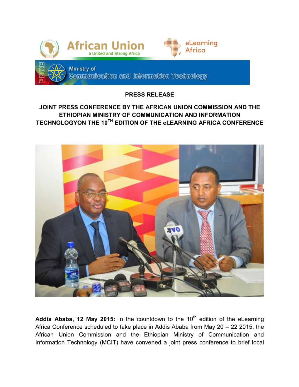 Press Release Joint Press Conference by the African