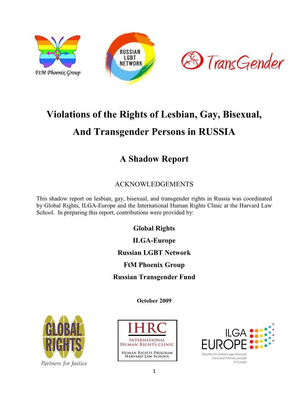 LGBT ICCPR Shadow Report Russia