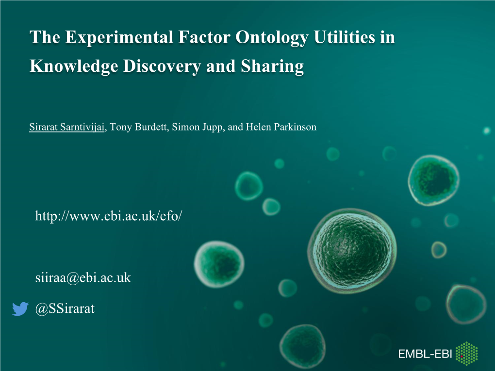 The Experimental Factor Ontology Utilities in Knowledge Discovery and Sharing