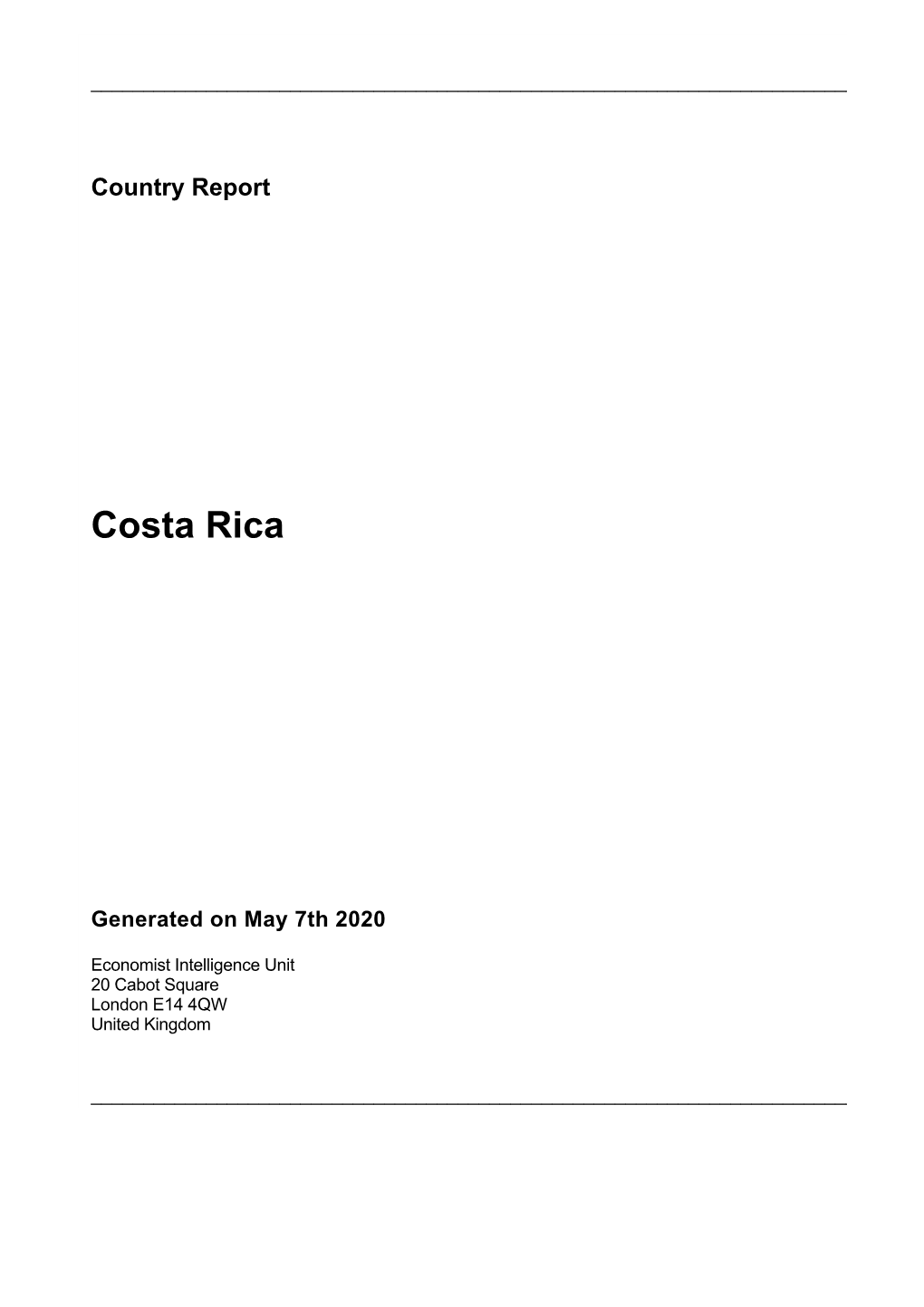 Country Report Costa Rica May 2020