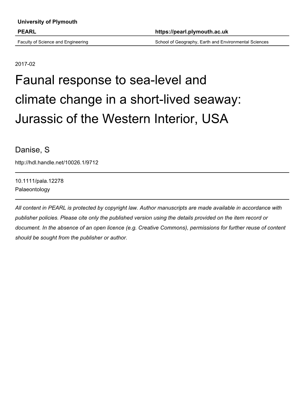 Level and Climate Change in a Short‐Lived Seaway: Jurassic of the Western Interior